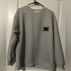 Gray Quilted Cat Sweater